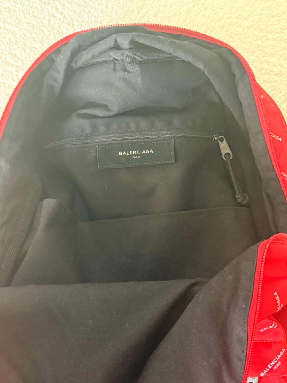 Balenciaga Explorer Red Logo Print Nylon Backpack Black Straps - Picture 5 of 6